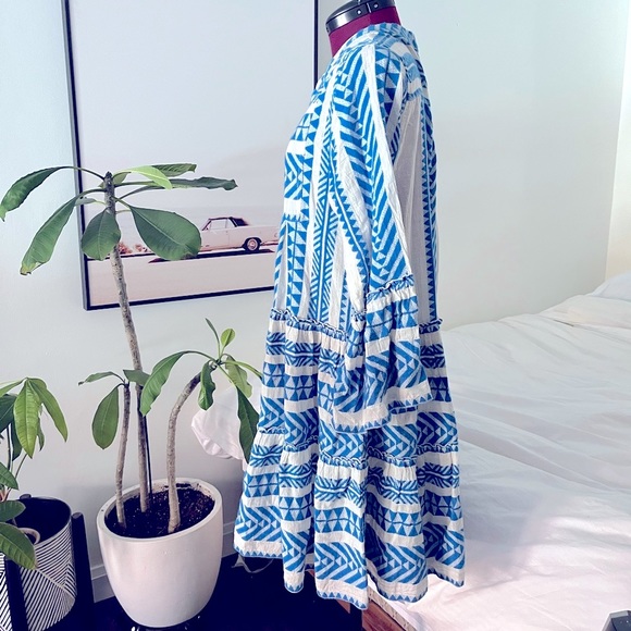 Devotion Ella mini babydoll dress in blue/off white - Picture 8 of 10